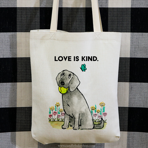 Black Lab Inspirational Tote Bag - Love Is Kind