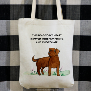 Inspirational Chocolate Lab Tote Bag - The Road To My Heart Is Paved With Paw Prints