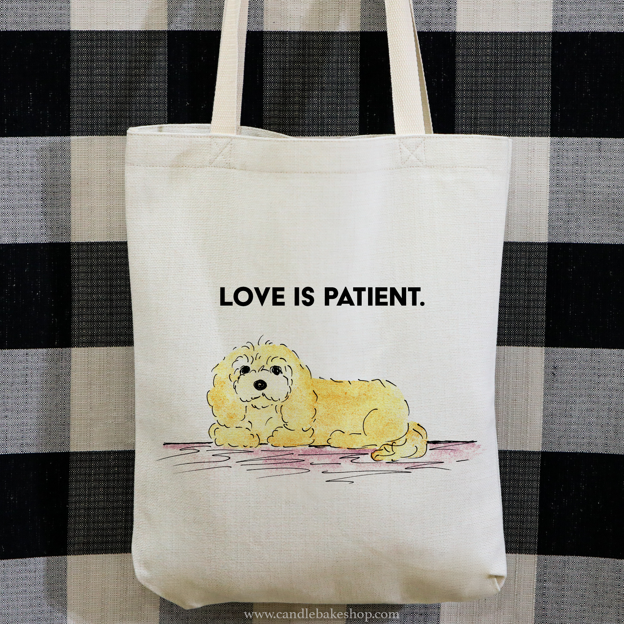 Inspirational Cockapoo / Cavapoo Tote Bag - Love Is Patient