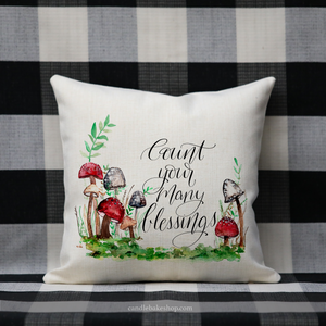 Count Your Many Blessings Pillow - Watercolor