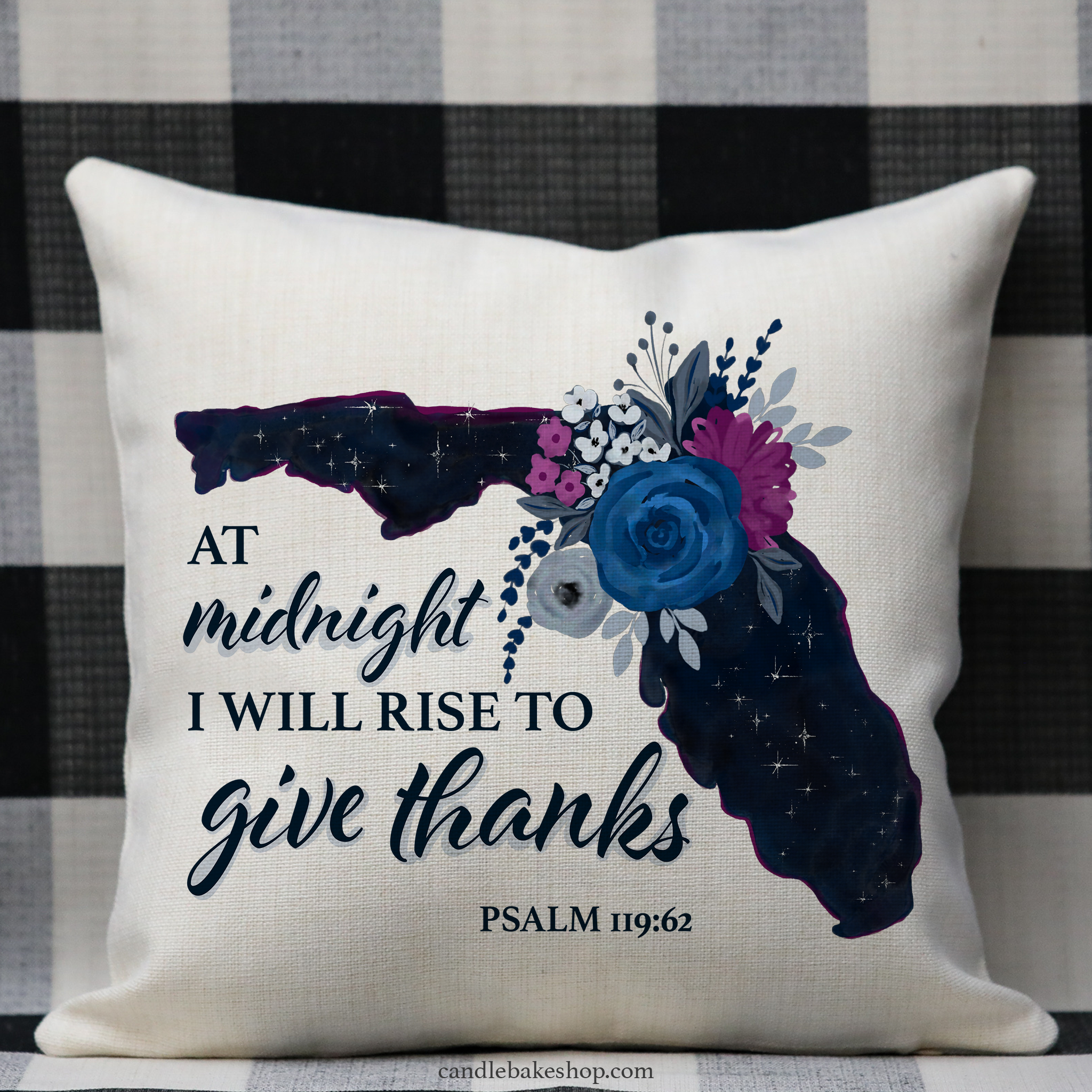 Choose From 50 States - Midnight Sky Bible Verse Throw Pillow