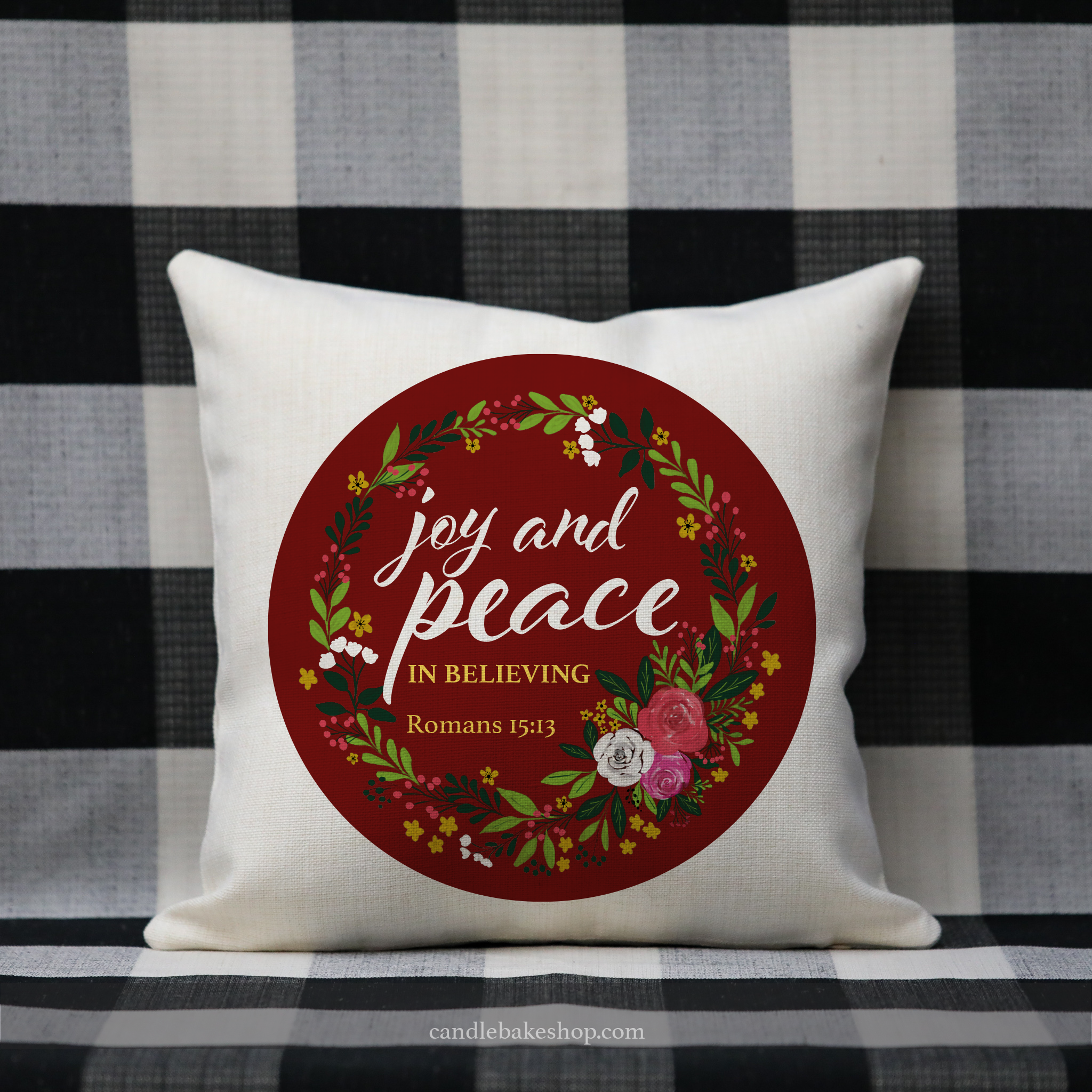Joy And Peace In Believing - Christmas Pillow - Romans 15:13