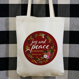 Joy And Peace In Believing Christmas Tote Bag - Romans 15:13