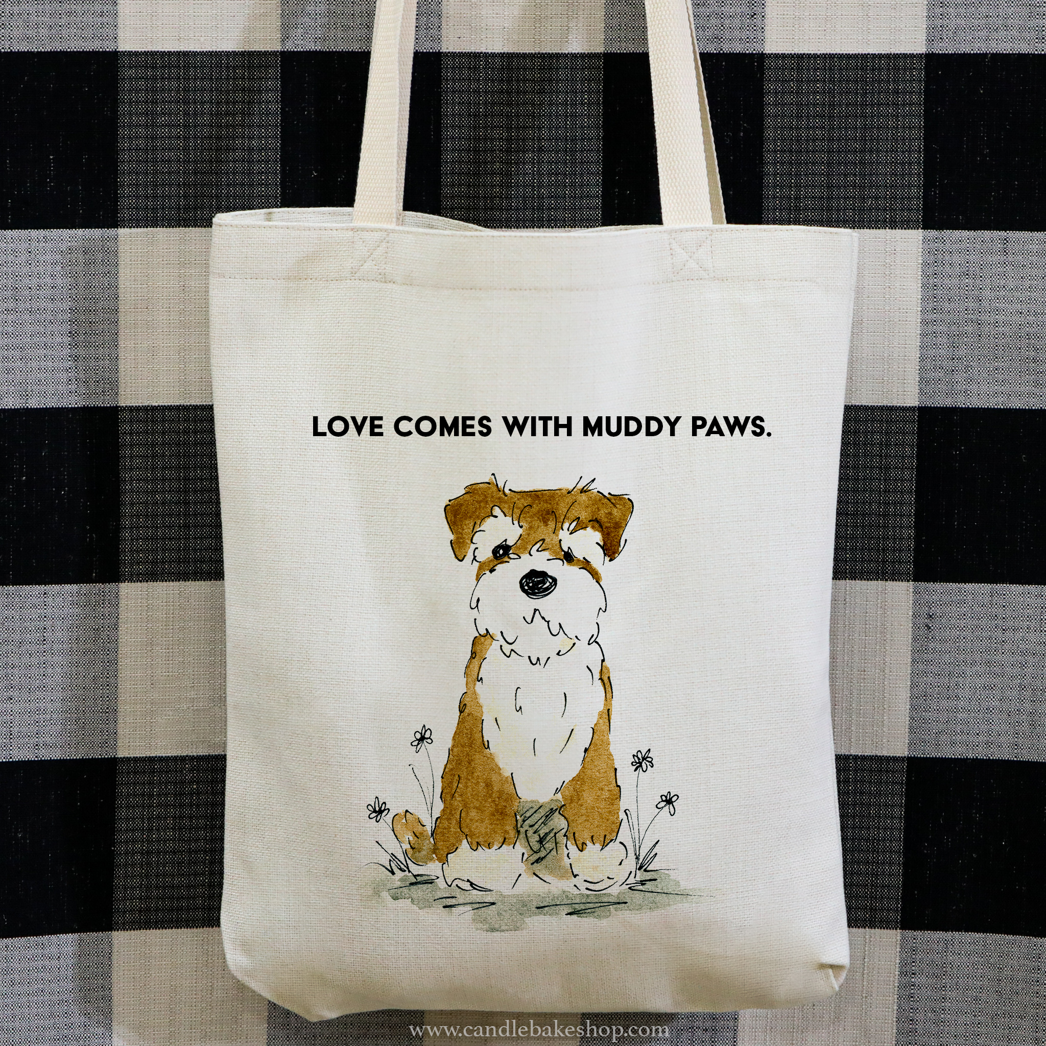 Schnauzer Tote Bag - Love Comes With Muddy Paws
