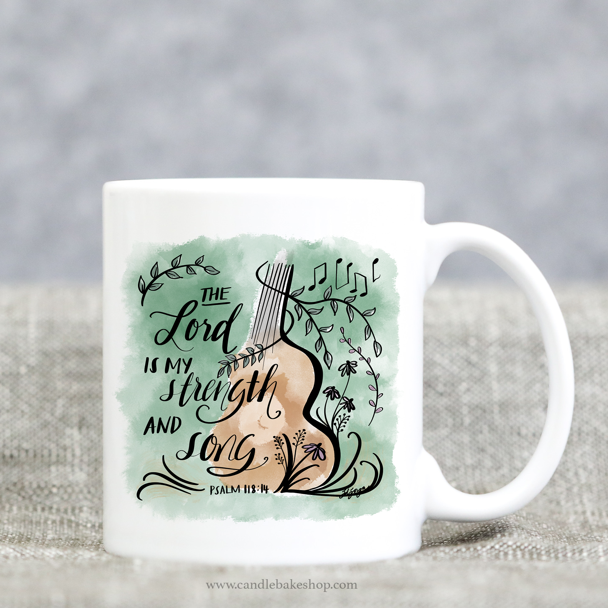 The Lord Is My Strength And Song Scripture Mug (Guitar)