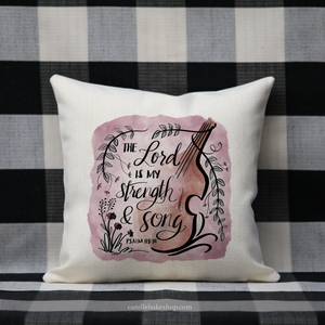 The Lord Is My Strength And Song Scripture Pillow (Violin)