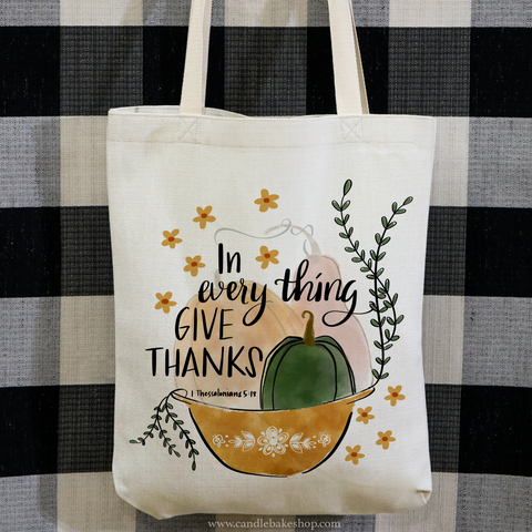 Vintage Inspired Scripture Tote Bag - 1 Thessalonians 5:18