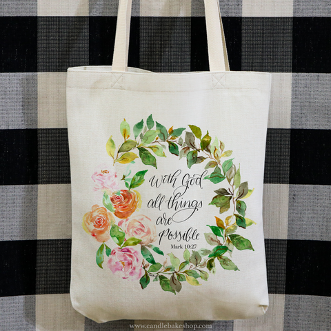With God All Things Are Possible Tote Bag - Watercolor